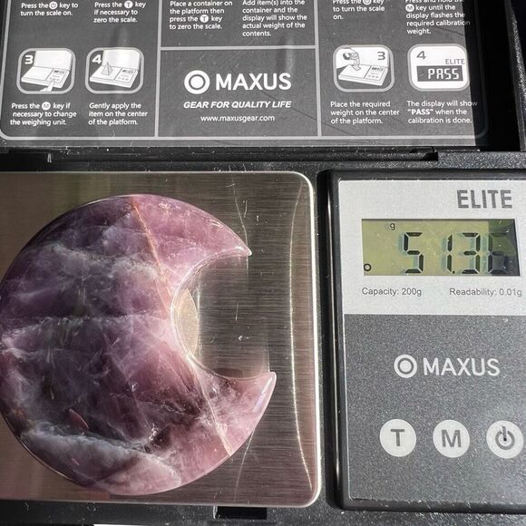 Amethyst Crystal Crescent Moon Carving Meditation Stone - Picture 10 of 10